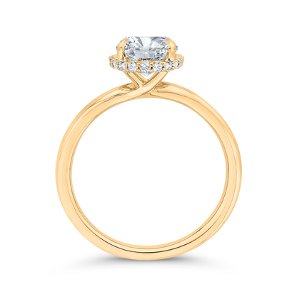 14K Yellow Gold Oval Cut Diamond Solitaire Engagement Ring (Semi-Mount)