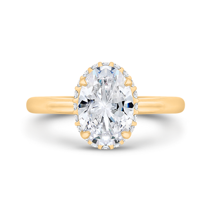 14K Yellow Gold Oval Cut Diamond Solitaire Engagement Ring (Semi-Mount)