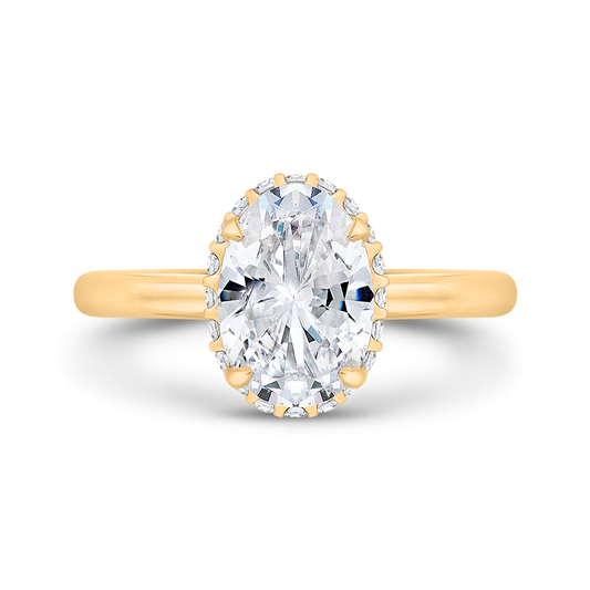 14K Yellow Gold Oval Cut Diamond Solitaire Engagement Ring (Semi-Mount)
