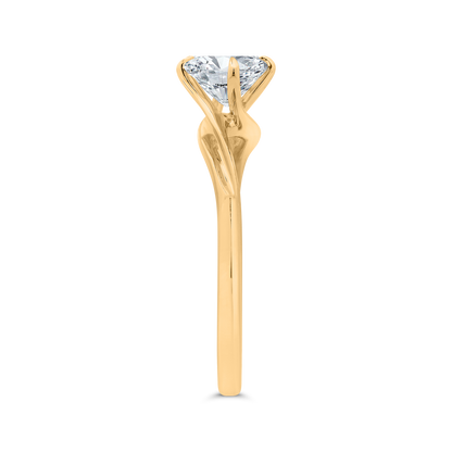 14K Yellow Gold Oval Cut Diamond Solitaire Engagement Ring (Semi-Mount)