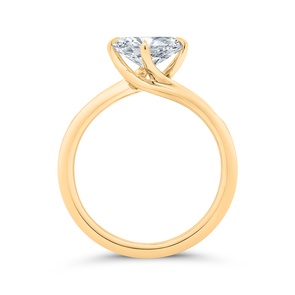 14K Yellow Gold Oval Cut Diamond Solitaire Engagement Ring (Semi-Mount)