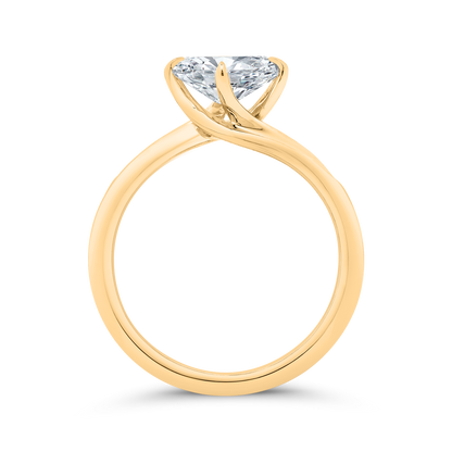 14K Yellow Gold Oval Cut Diamond Solitaire Engagement Ring (Semi-Mount)