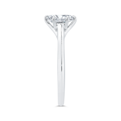 14K White Gold Oval Cut Diamond Solitaire Engagement Ring (Semi-Mount)