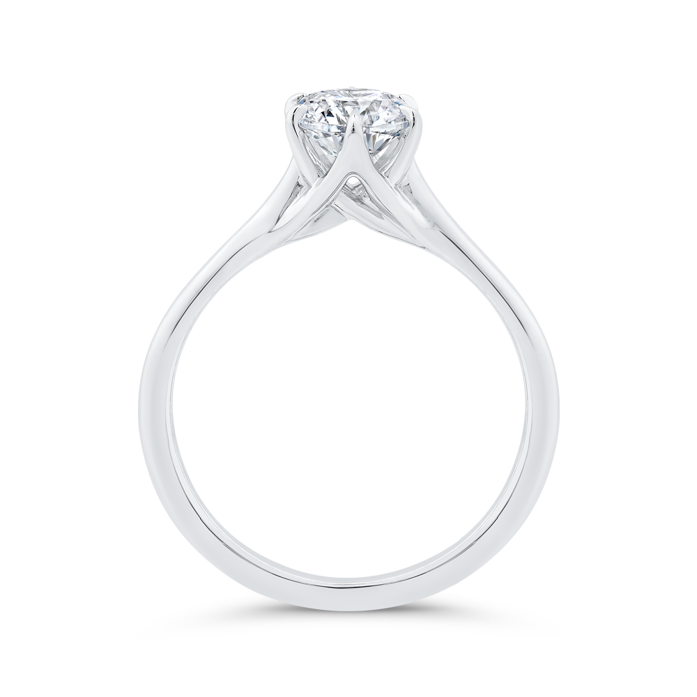 14K White Gold Oval Cut Diamond Solitaire Engagement Ring (Semi-Mount)