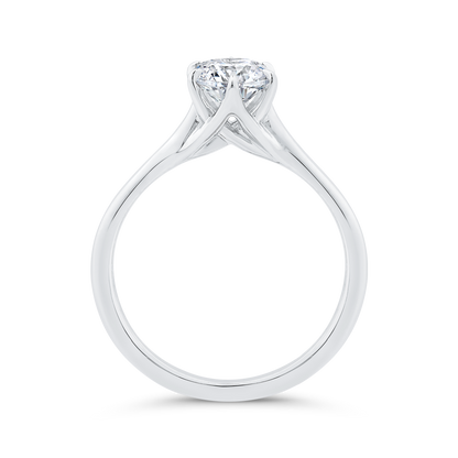 14K White Gold Oval Cut Diamond Solitaire Engagement Ring (Semi-Mount)