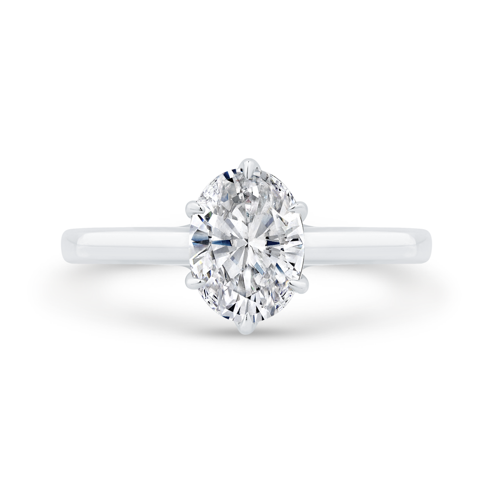 14K White Gold Oval Cut Diamond Solitaire Engagement Ring (Semi-Mount)