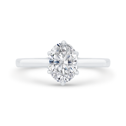 14K White Gold Oval Cut Diamond Solitaire Engagement Ring (Semi-Mount)