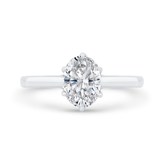 14K White Gold Oval Cut Diamond Solitaire Engagement Ring (Semi-Mount)