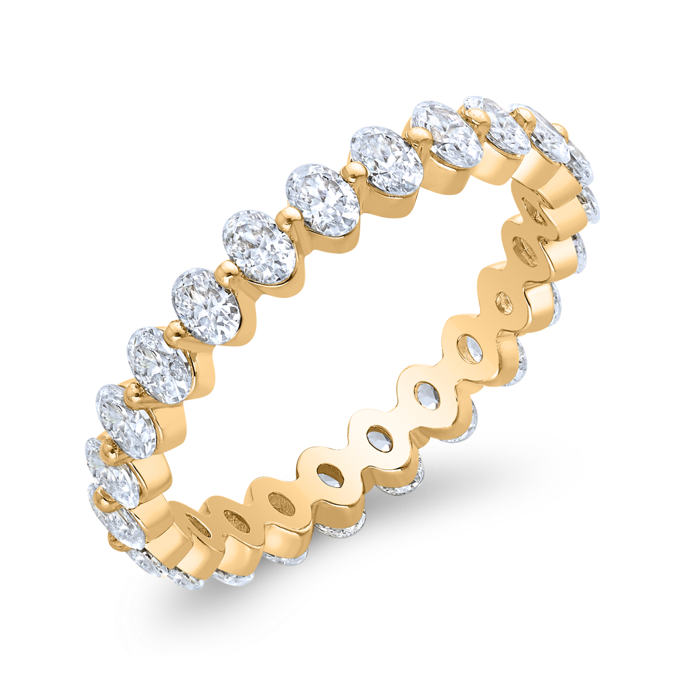 14K Yellow Gold with Oval Diamond Eternity Ring