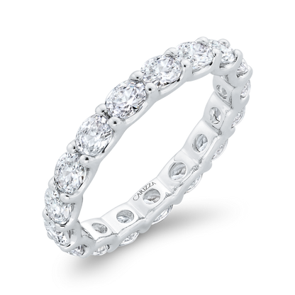 14K White Gold with Oval Diamond Eternity Ring