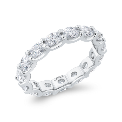 14K White Gold with Oval Diamond Eternity Ring