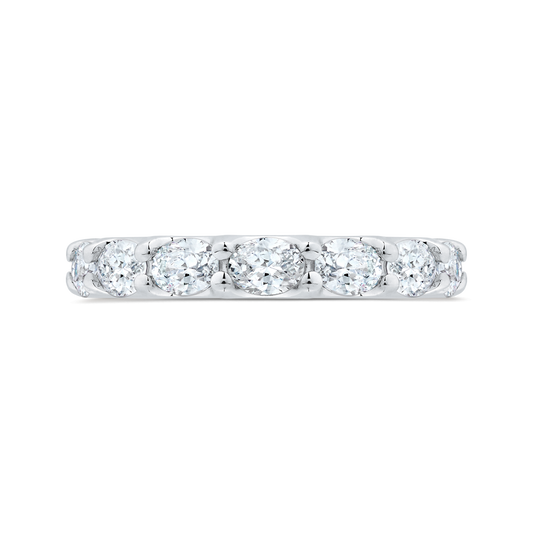 14K White Gold with Oval Diamond Eternity Ring