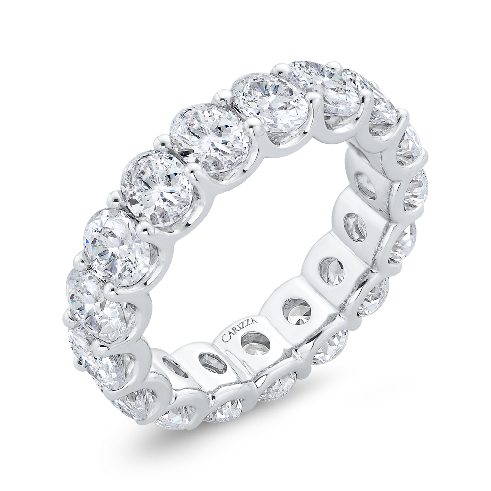 14K White Gold with Oval Diamond Eternity Ring