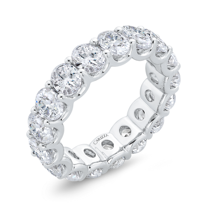 14K White Gold with Oval Diamond Eternity Ring