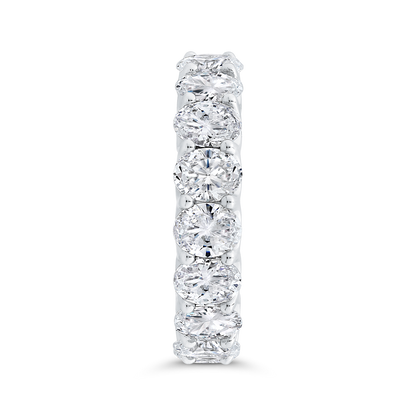 14K White Gold with Oval Diamond Eternity Ring