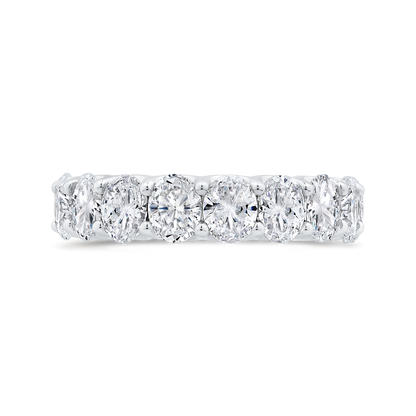 14K White Gold with Oval Diamond Eternity Ring