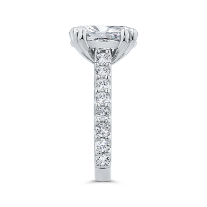 14K White Gold Oval Cut Diamond 3/4 Run Engagement Ring (Semi-Mount)
