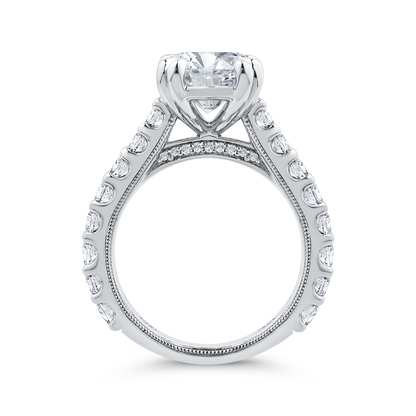 14K White Gold Oval Cut Diamond 3/4 Run Engagement Ring (Semi-Mount)