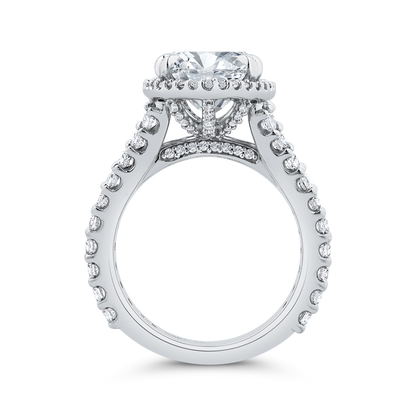 14K White Gold Oval Cut Diamond Engagement Ring with Split Shank (Semi-Mount)