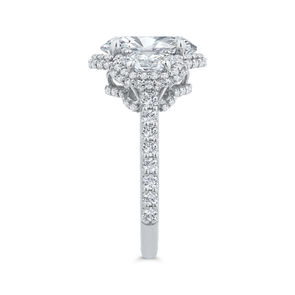 14K White Gold Three Stone Plus Round Diamond Engagement Ring (Semi-Mount)