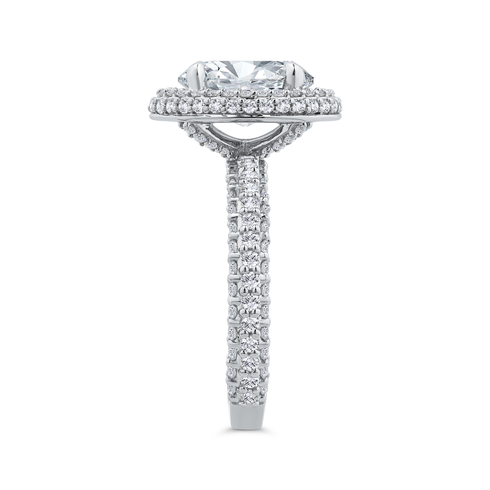 14K White Gold Oval Diamond Halo Engagement Ring (Semi-Mount)