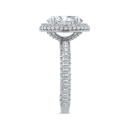14K White Gold Oval Diamond Halo Engagement Ring (Semi-Mount)