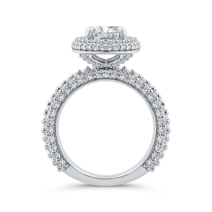 14K White Gold Oval Diamond Halo Engagement Ring (Semi-Mount)