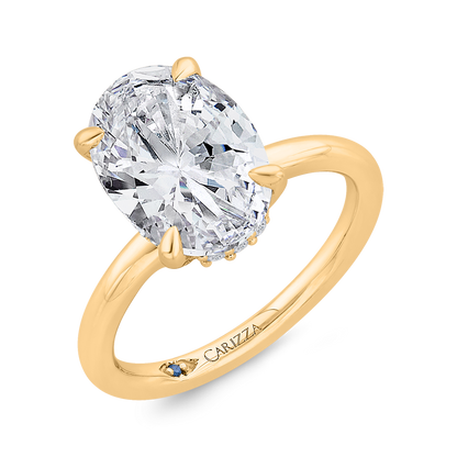 14K Yellow Gold Oval Diamond Solitaire Plus Engagement Ring  (Semi-Mount)