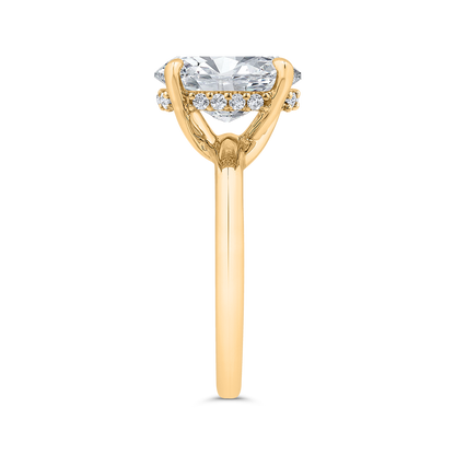 14K Yellow Gold Oval Diamond Solitaire Plus Engagement Ring  (Semi-Mount)