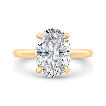 14K Yellow Gold Oval Diamond Solitaire Plus Engagement Ring  (Semi-Mount)