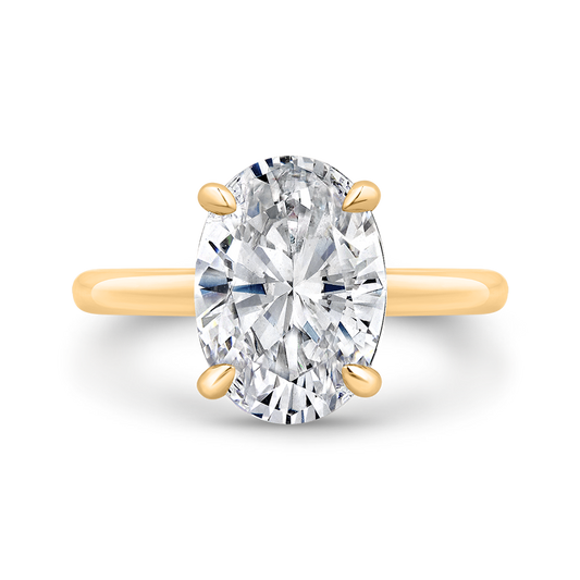 14K Yellow Gold Oval Diamond Solitaire Plus Engagement Ring  (Semi-Mount)