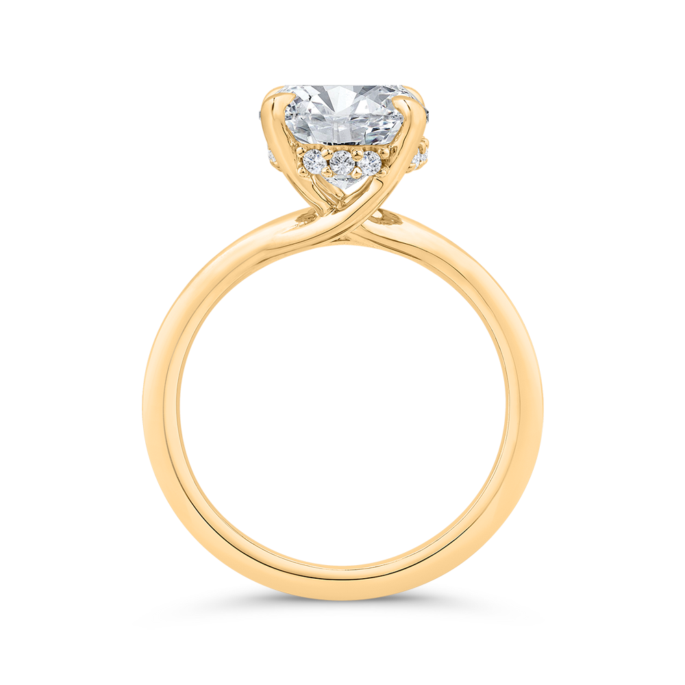 14K Yellow Gold Oval Diamond Solitaire Plus Engagement Ring  (Semi-Mount)
