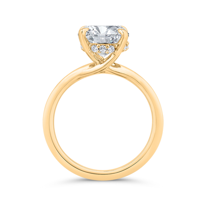 14K Yellow Gold Oval Diamond Solitaire Plus Engagement Ring  (Semi-Mount)