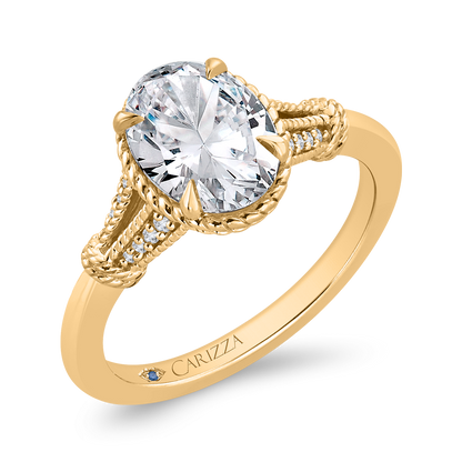 14K Yellow Gold Oval Cut Diamond Engagement Ring (Semi-Mount)