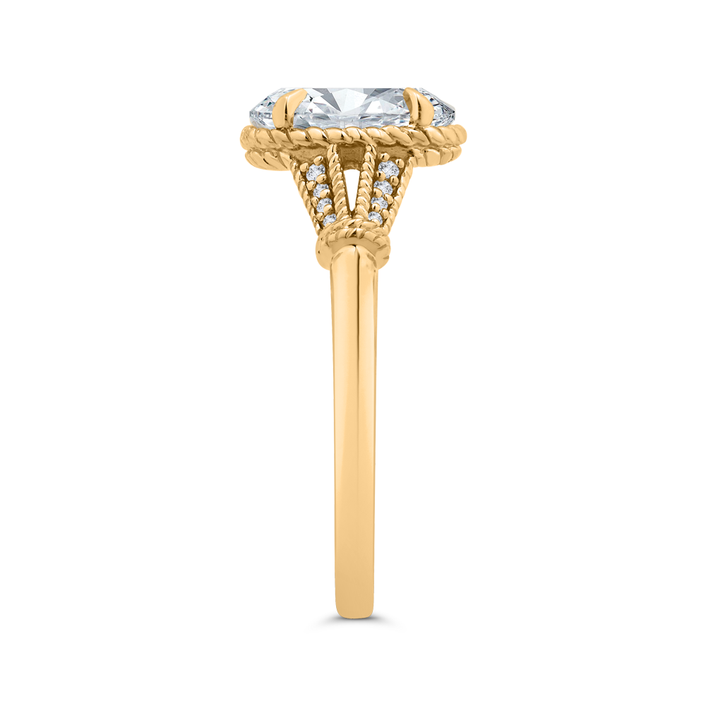 14K Yellow Gold Oval Cut Diamond Engagement Ring (Semi-Mount)
