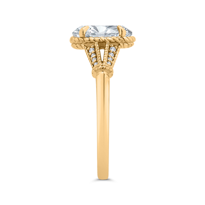 14K Yellow Gold Oval Cut Diamond Engagement Ring (Semi-Mount)