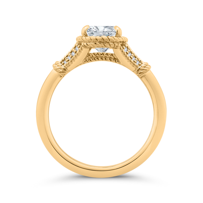 14K Yellow Gold Oval Cut Diamond Engagement Ring (Semi-Mount)
