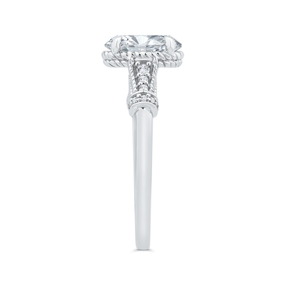 14K White Gold Oval Cut Diamond Engagement Ring (Semi-Mount)