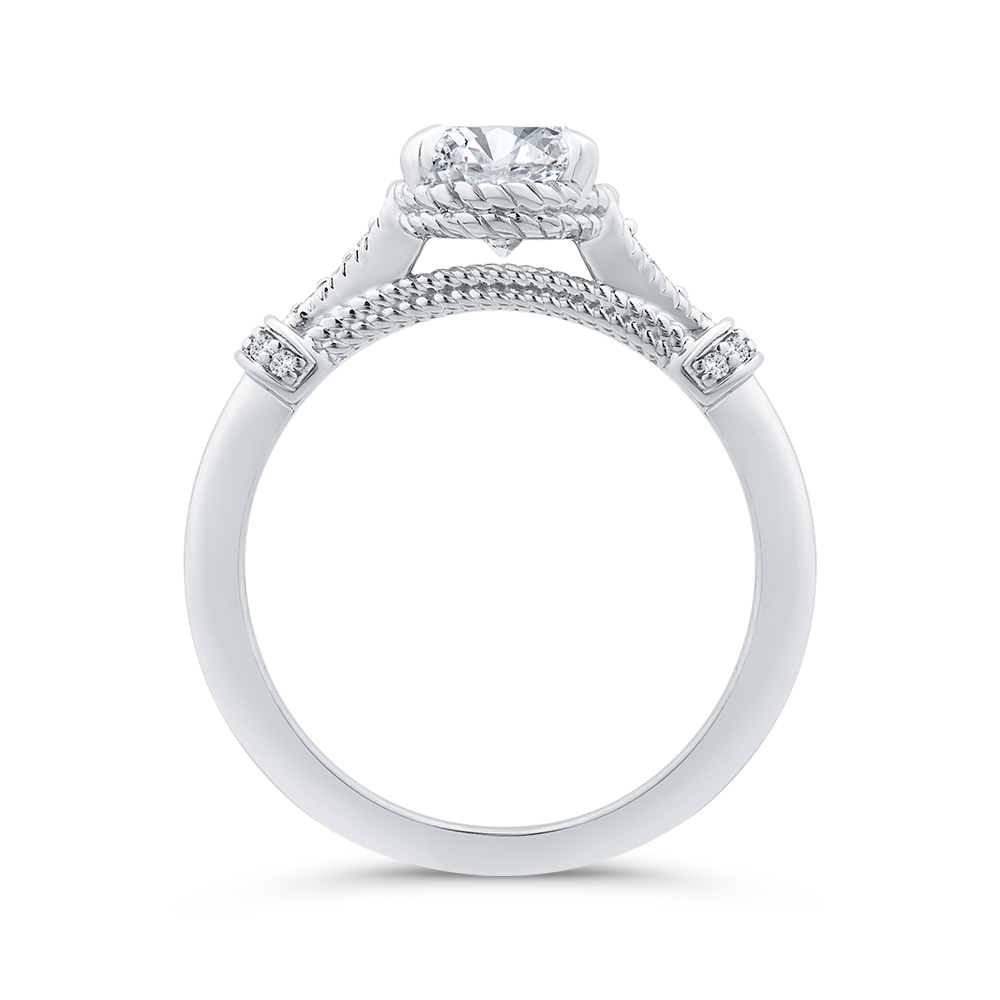 14K White Gold Oval Cut Diamond Engagement Ring (Semi-Mount)