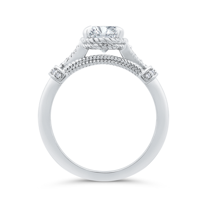 14K White Gold Oval Cut Diamond Engagement Ring (Semi-Mount)