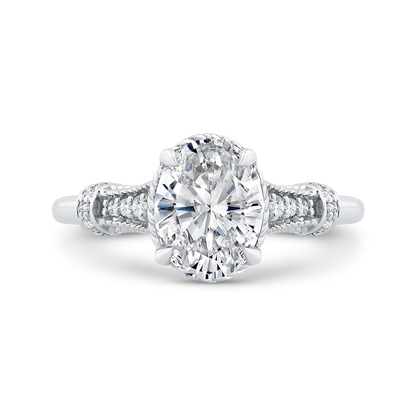 14K White Gold Oval Cut Diamond Engagement Ring (Semi-Mount)