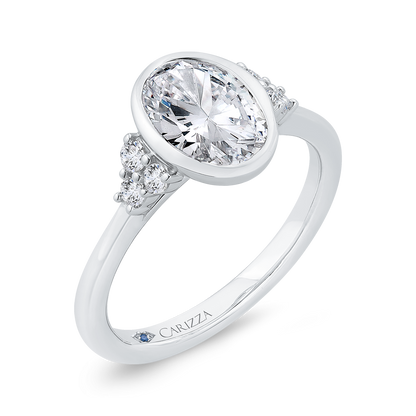 14K White Gold Oval Cut Diamond Engagement Ring (Semi-Mount)