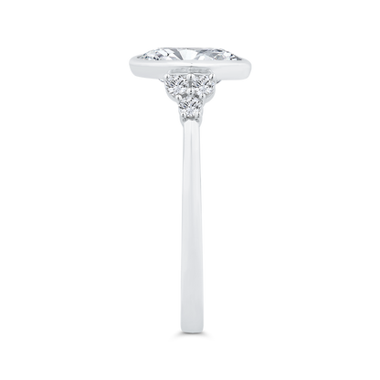14K White Gold Oval Cut Diamond Engagement Ring (Semi-Mount)