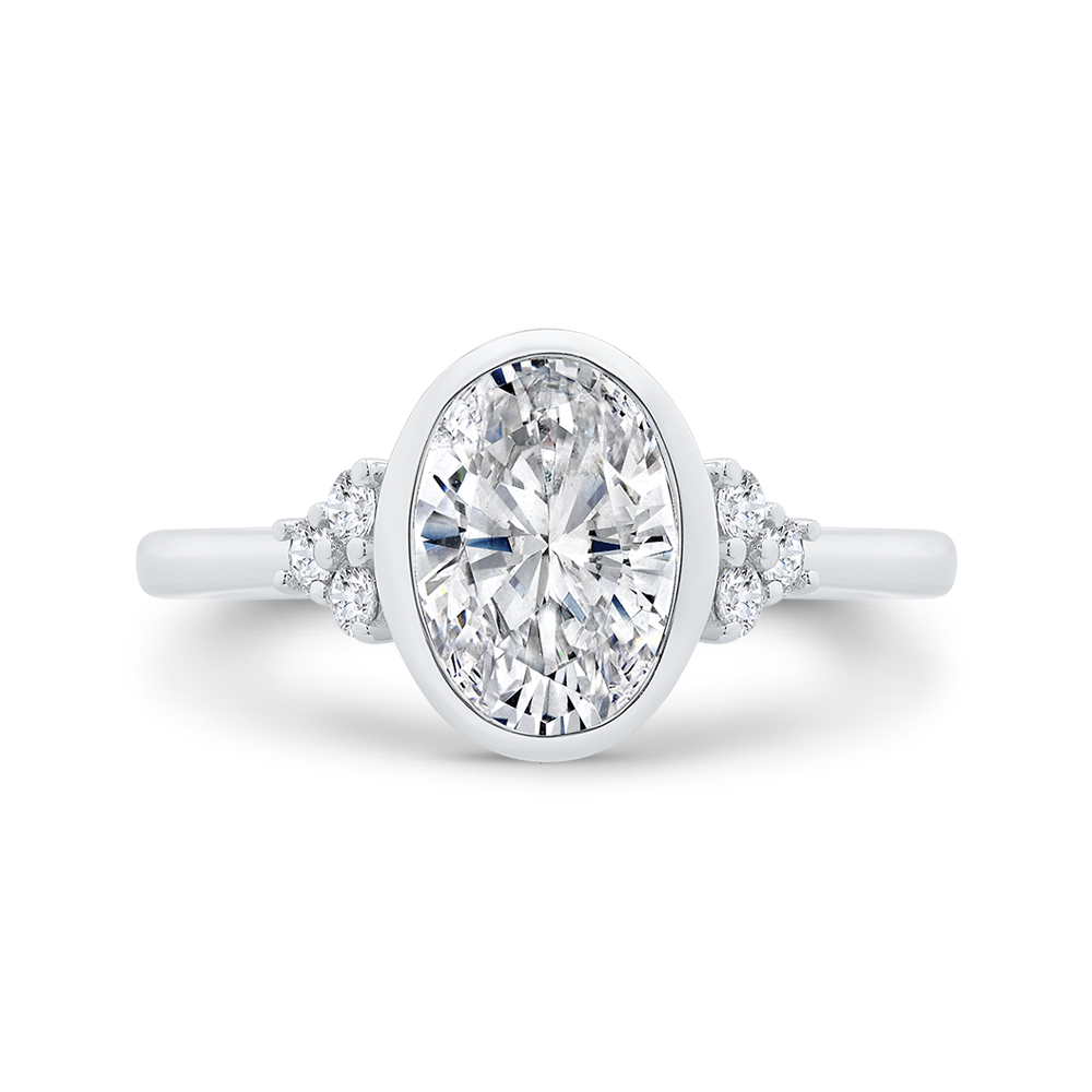 14K White Gold Oval Cut Diamond Engagement Ring (Semi-Mount)