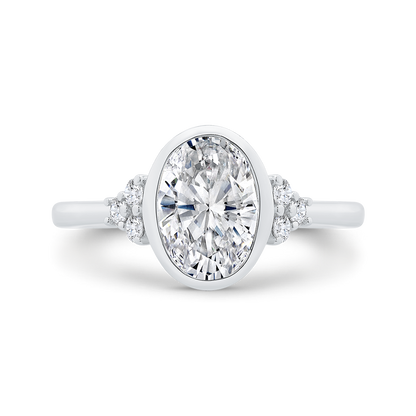 14K White Gold Oval Cut Diamond Engagement Ring (Semi-Mount)