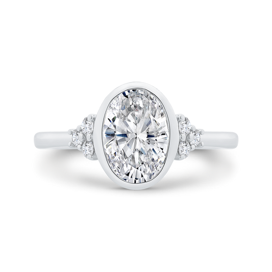 14K White Gold Oval Cut Diamond Engagement Ring (Semi-Mount)