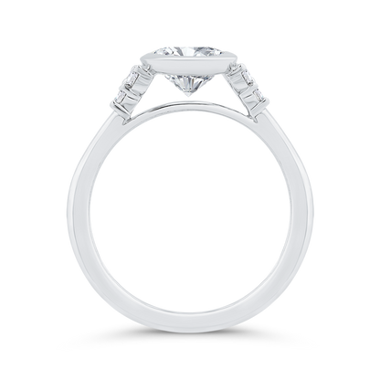 14K White Gold Oval Cut Diamond Engagement Ring (Semi-Mount)