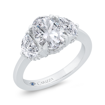 14K White Gold Oval Cut Diamond Engagement Ring (Semi-Mount)