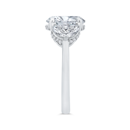 14K White Gold Oval Cut Diamond Engagement Ring (Semi-Mount)