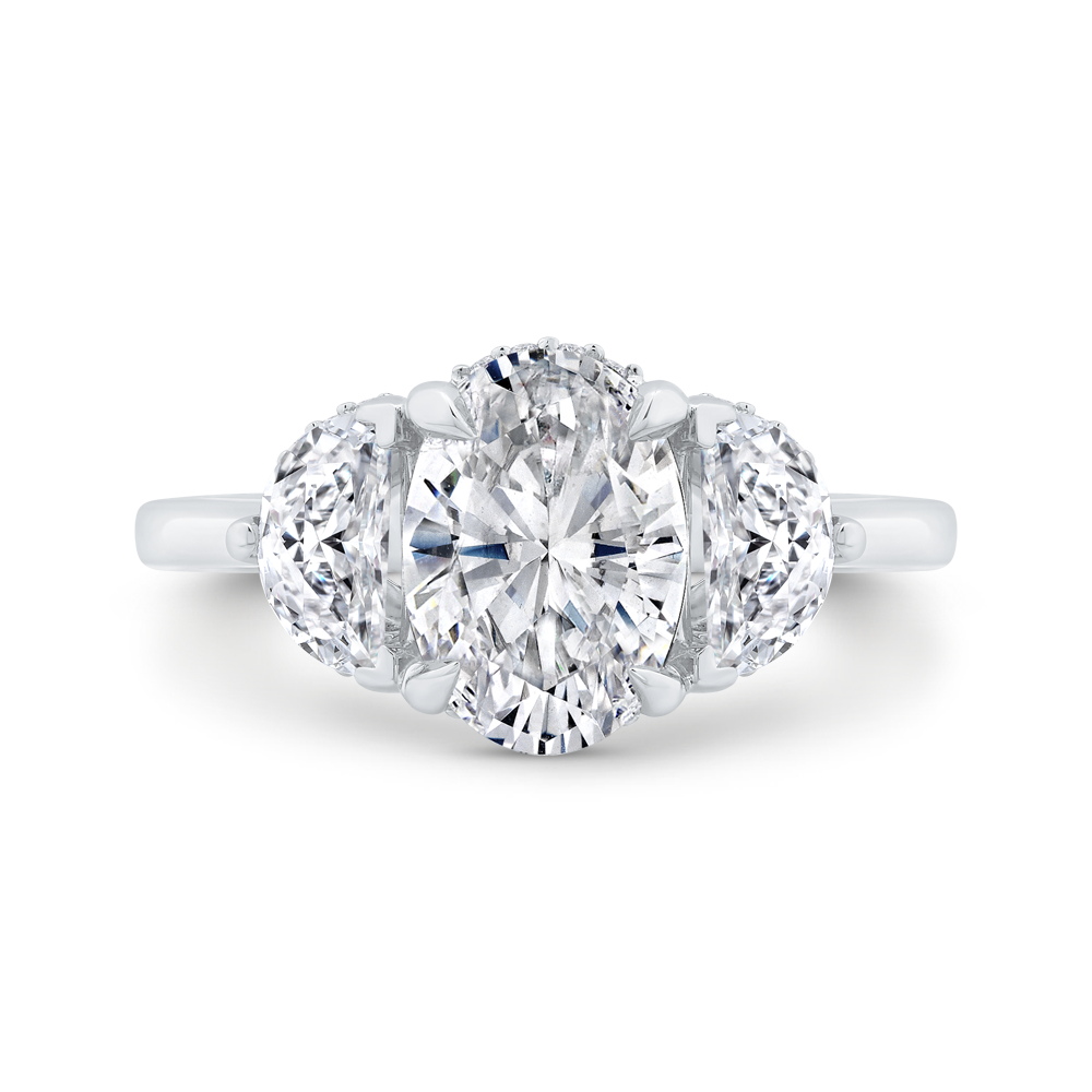 14K White Gold Oval Cut Diamond Engagement Ring (Semi-Mount)